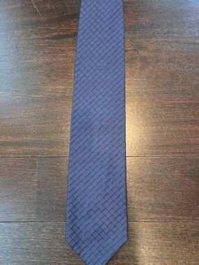 NWOT MEN'S ALLEA NAVY BLUE 100% SILK TEXTURED NECK TIE MADE IN ITALY $120